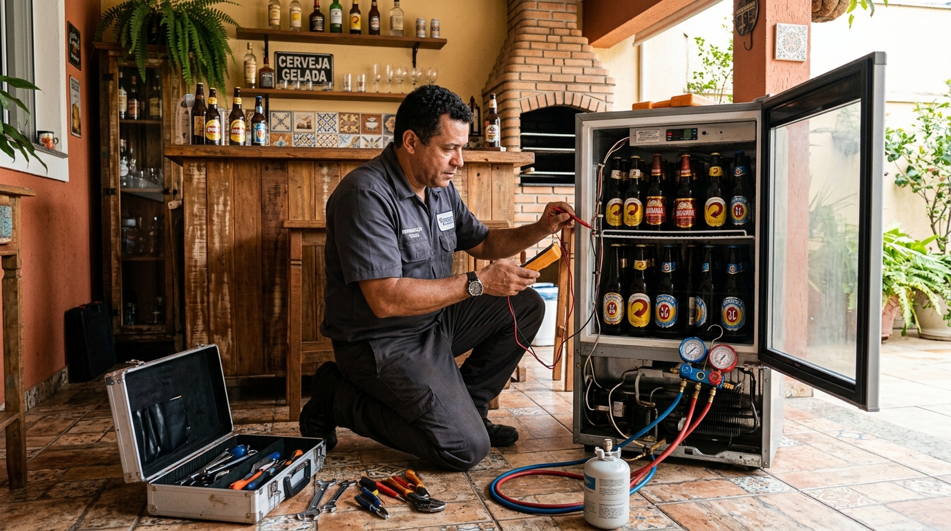 Aplicação de gás refrigerante em cervejeira atendida em São José dos Campos‑SP